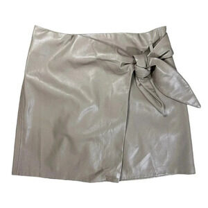 Jason Wu Tan Beige Faux Leather Wrap Belted Mini Short Skirt Size Medium